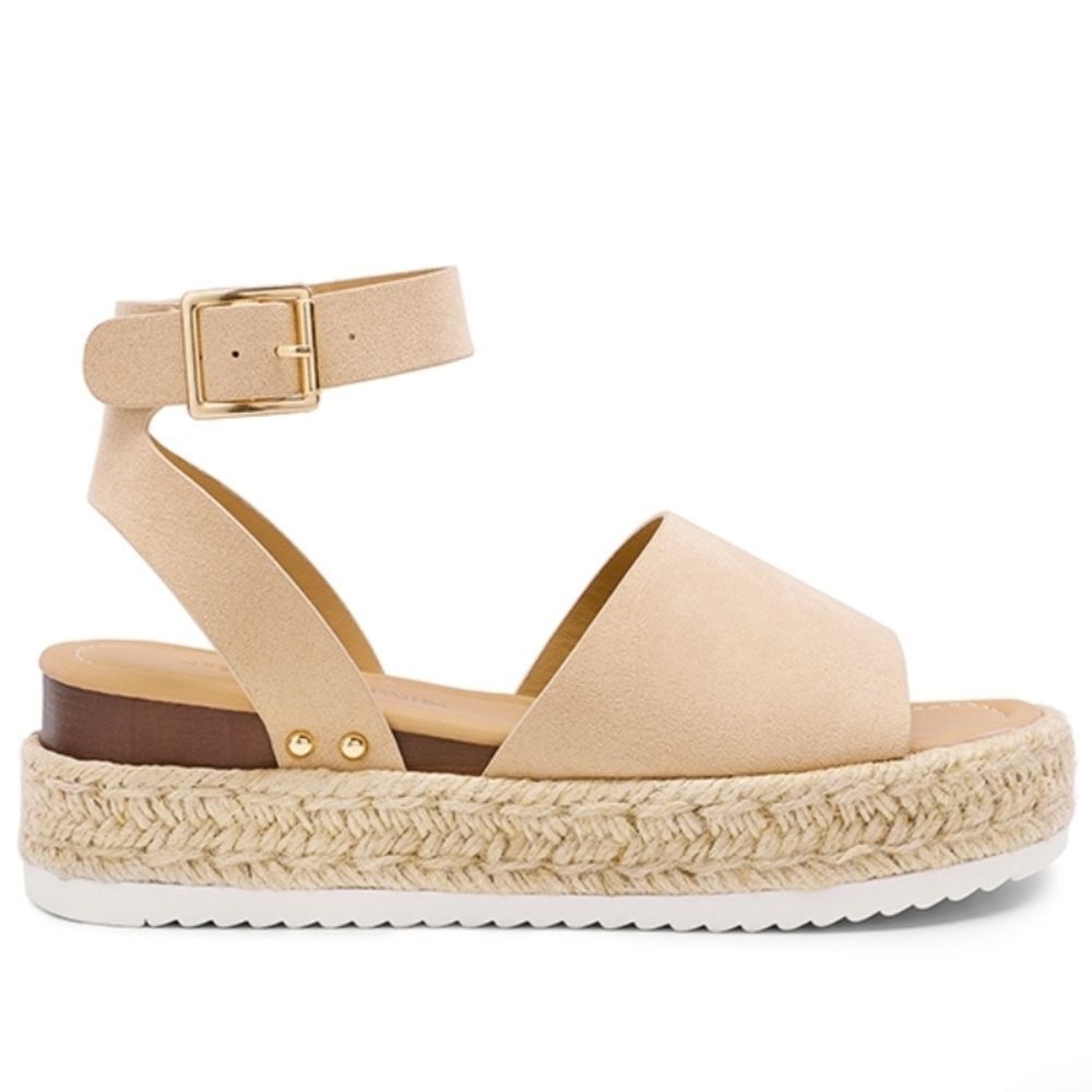 Dream Pairs Nude Suede Ankle Strap Platform Espadrille Sandals Size 7 EUC - Picture 8 of 13